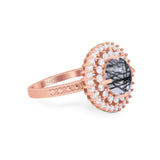 Vintage Style Round Natural Stone Cocktail Ring