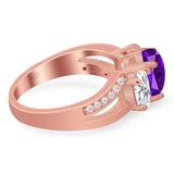 Art Deco Oval Natural Stone Trio Ring