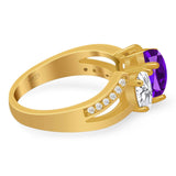 Art Deco Oval Natural Stone Trio Ring