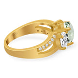 Art Deco Oval Natural Stone Trio Ring