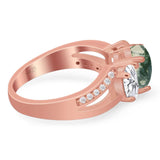 Art Deco Oval Natural Stone Trio Ring