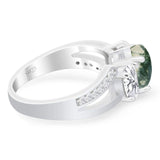 Art Deco Oval Natural Stone Trio Ring