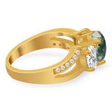 Art Deco Oval Natural Stone Trio Ring