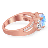 Art Deco Oval Natural Stone Trio Ring