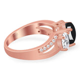 Art Deco Oval Natural Stone Trio Ring