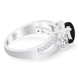 Art Deco Oval Natural Stone Trio Ring