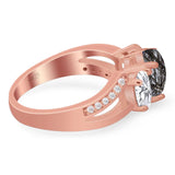 Art Deco Oval Natural Stone Trio Ring