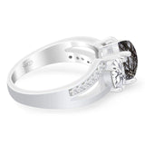 Art Deco Oval Natural Stone Trio Ring