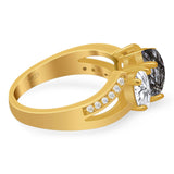 Art Deco Oval Natural Stone Trio Ring