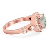 Art Deco Round Natural Stone Wedding Ring