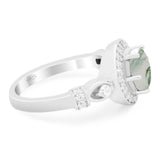 Art Deco Round Natural Stone Wedding Ring