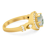 Art Deco Round Natural Stone Wedding Ring