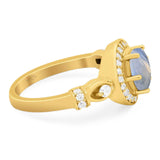 Art Deco Round Natural Stone Wedding Ring