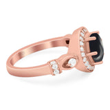 Art Deco Round Natural Stone Wedding Ring