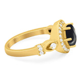 Art Deco Round Natural Stone Wedding Ring