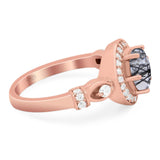 Art Deco Round Natural Stone Wedding Ring