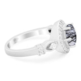 Art Deco Round Natural Stone Wedding Ring