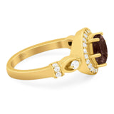 Art Deco Round Natural Stone Wedding Ring