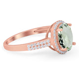 Art Deco Oval Natural Stone Wedding Ring