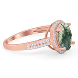 Art Deco Oval Natural Stone Wedding Ring