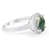 Art Deco Oval Natural Stone Wedding Ring