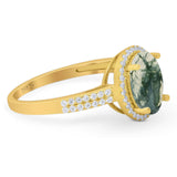 Art Deco Oval Natural Stone Wedding Ring