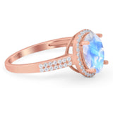 Art Deco Oval Natural Stone Wedding Ring