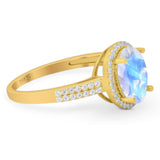 Art Deco Oval Natural Stone Wedding Ring