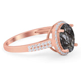 Art Deco Oval Natural Stone Wedding Ring