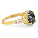 Art Deco Oval Natural Stone Wedding Ring