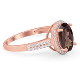 Art Deco Oval Natural Stone Wedding Ring