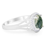 Art Deco Oval Natural Stone Filigree Ring