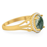 Art Deco Oval Natural Stone Filigree Ring