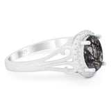 Art Deco Oval Natural Stone Filigree Ring