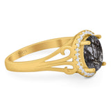 Art Deco Oval Natural Stone Filigree Ring