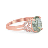 Art Deco Oval Natural Stone Trinity Ring