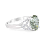 Art Deco Oval Natural Stone Trinity Ring