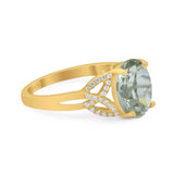 Art Deco Oval Natural Stone Trinity Ring