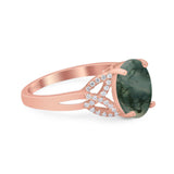 Art Deco Oval Natural Stone Trinity Ring
