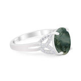 Art Deco Oval Natural Stone Trinity Ring