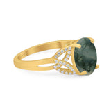 Art Deco Oval Natural Stone Trinity Ring
