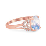 Art Deco Oval Natural Stone Trinity Ring