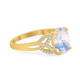 Art Deco Oval Natural Stone Trinity Ring