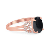 Art Deco Oval Natural Stone Trinity Ring