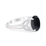 Art Deco Oval Natural Stone Trinity Ring