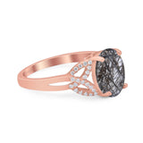 Art Deco Oval Natural Stone Trinity Ring