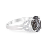 Art Deco Oval Natural Stone Trinity Ring