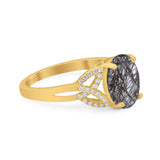 Art Deco Oval Natural Stone Trinity Ring