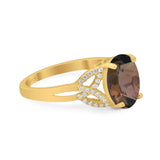 Art Deco Oval Natural Stone Trinity Ring