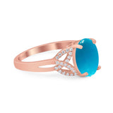 Art Deco Oval Natural Stone Trinity Ring
